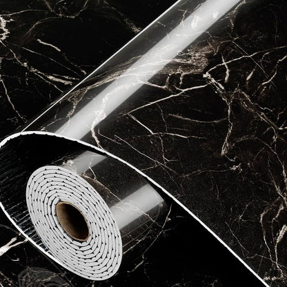 Self Adhesive Black Marble Wallpaper Roll