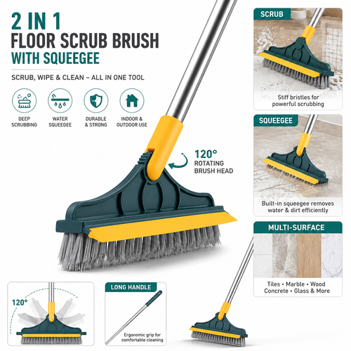 Bathroom Cleaning Brush with Long Handle