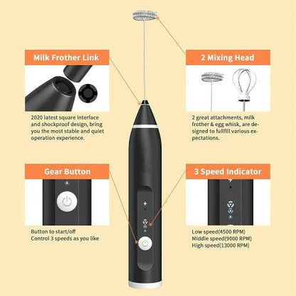 2-in-1 USB Rechargeable Electric Milk Frother